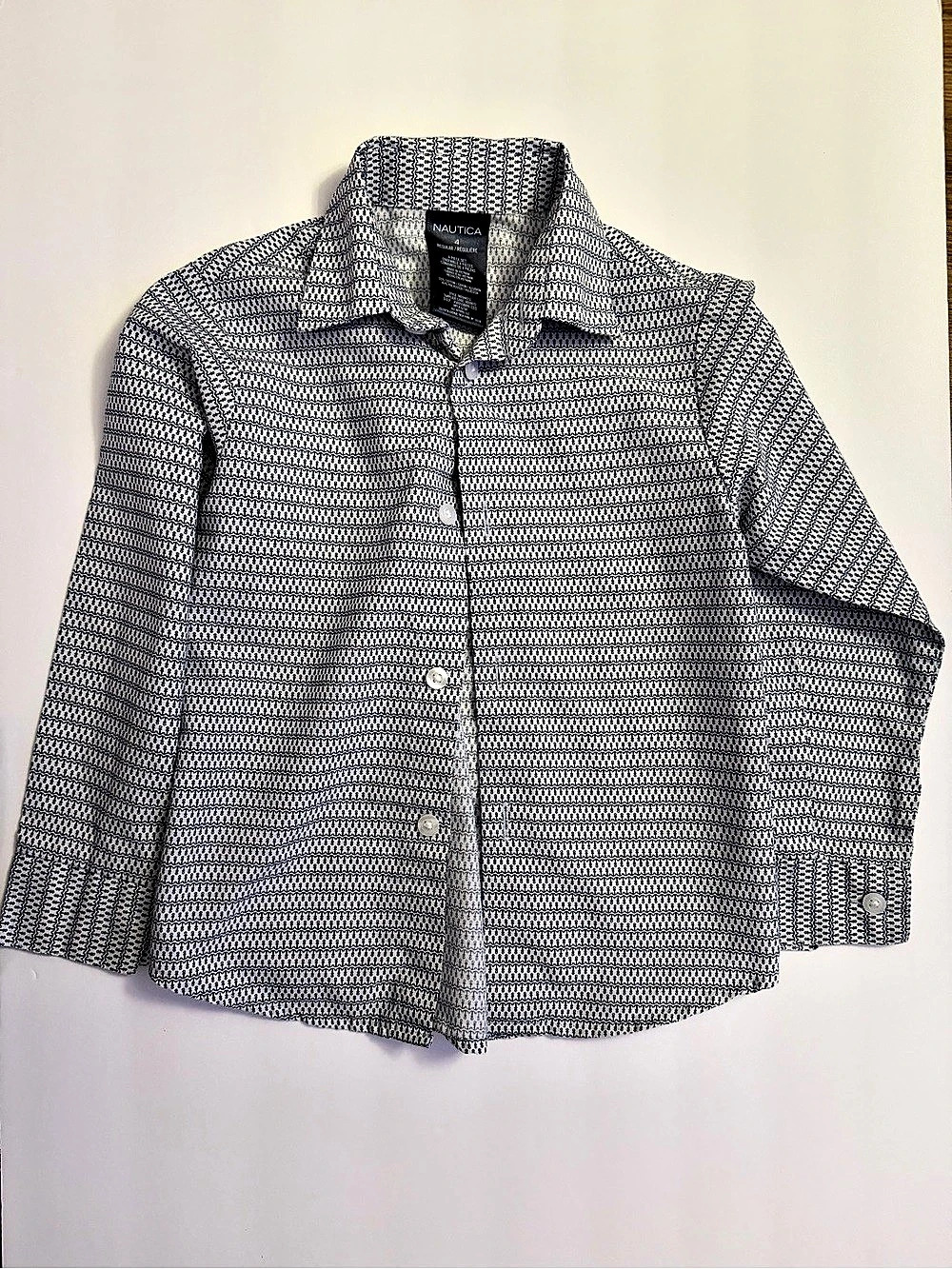 Nautica (Boys) Kid’s Geometric Button Down Shirt Size Medium